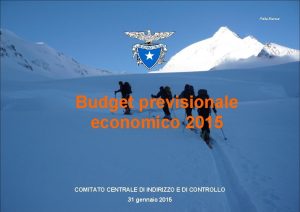 Palla Bianca Budget previsionale economico 2015 COMITATO CENTRALE