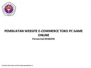 PEMBUATAN WEBSITE ECOMMERCE TOKO PC GAME ONLINE Firman