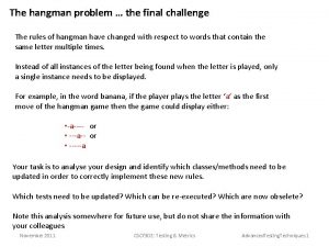 The hangman problem the final challenge The rules