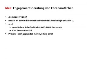 Idee EngagementBeratung von Ehrenamtlichen Ansto in EFI 2012