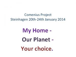 Comenius Project Steinhagen 20 th24 th January 2014