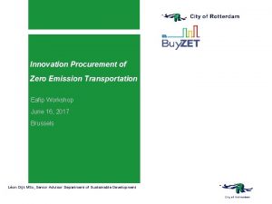 Innovation Procurement of Zero Emission Transportation Eafip Workshop