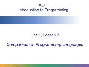 AOIT Introduction to Programming Unit 1 Lesson 3