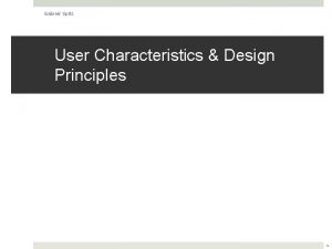 Gabriel Spitz User Characteristics Design Principles 1 Gabriel