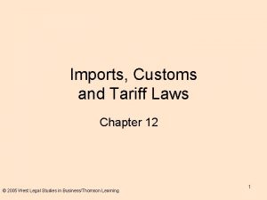 Imports Customs and Tariff Laws Chapter 12 2005