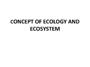 Difference between ecosystem and ecology