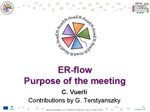 ERflow Purpose of the meeting C Vuerli Contributions