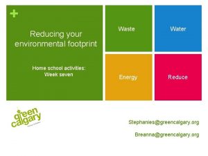 Reducing your environmental footprint Home school activities Week