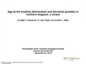 Age of the Acadian deformation and Devonian granites