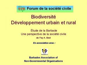 Forum de la socit civile Biodiversit Dveloppement urbain