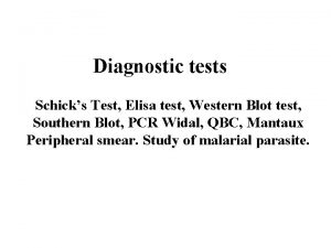 Diagnostic tests Schicks Test Elisa test Western Blot