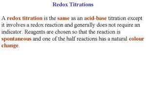 Define redox titration