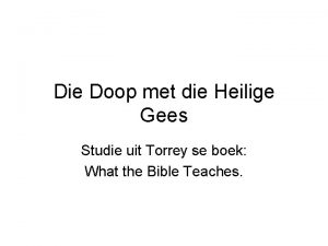 Die Doop met die Heilige Gees Studie uit