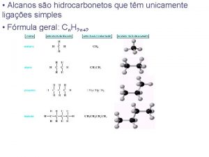 Alcanos so hidrocarbonetos que tm unicamente ligaes simples