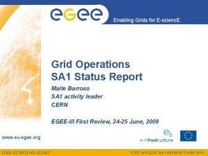 Enabling Grids for Escienc E Grid Operations SA