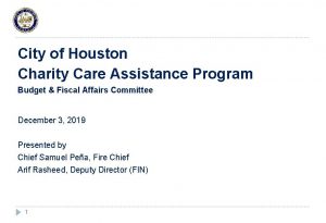 City of Houston Charity Care Assistance Program Budget