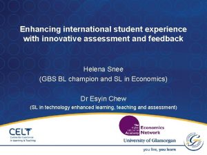 Enhancing international student experience with innovative assessment and