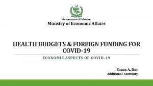 Government of Pakistan Ministry of Economic Affairs GOVERNMENT