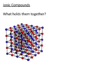 Ionic Compounds What holds them together Ion Pair
