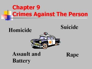 Chapter 9 Crimes Against The Person Homicide Assault