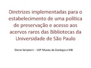 Diretrizes implementadas para o estabelecimento de uma poltica