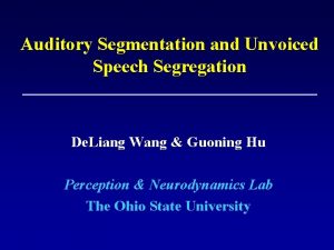 Auditory Segmentation and Unvoiced Speech Segregation De Liang