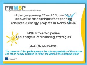 Expert group meeting Tunis 3 5 October 2012