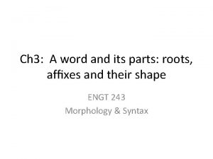 Ch 3 A word and its parts roots