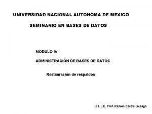 UNIVERSIDAD NACIONAL AUTONOMA DE MEXICO SEMINARIO EN BASES