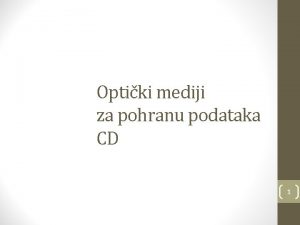 Optiki mediji za pohranu podataka CD 1 Optiki