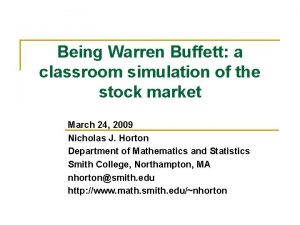 Being Warren Buffett a classroom simulation of the