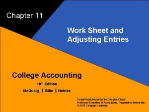 Chapter 11 Work Sheet and Adjusting Entries 1