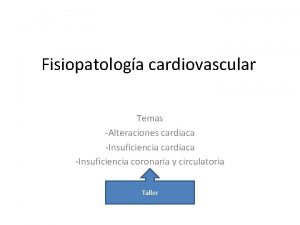 Fisiopatologa cardiovascular Temas Alteraciones cardiaca Insuficiencia coronaria y