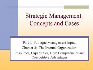 Strategic Management Concepts and Cases Part I Strategic