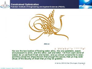 Constrained Optimization Pakistan Institute of Engineering and Applied