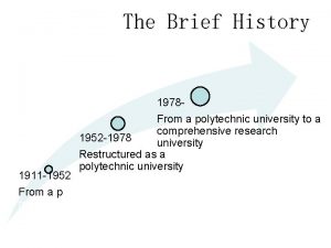 The Brief History 1978 1911 1952 From a