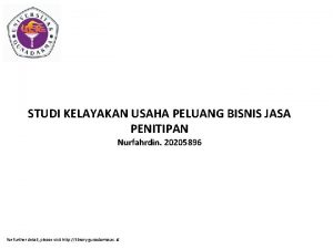 STUDI KELAYAKAN USAHA PELUANG BISNIS JASA PENITIPAN Nurfahrdin