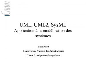 UML UML 2 Sys ML Application la modlisation