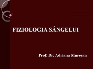 FIZIOLOGIA S NGELUI Prof Dr Adriana Murean Msurarea