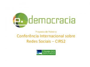 Proposta de Palestra Conferncia Internacional sobre Redes Sociais