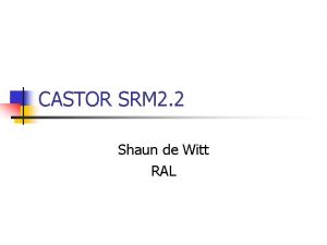 CASTOR SRM 2 2 Shaun de Witt RAL