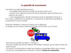 La quantit de mouvement Vous tesvous dj demand