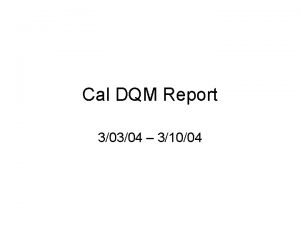 Cal DQM Report 30304 31004 What was done