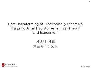 1 Fast Beamforming of Electronically Steerable Parasitic Array