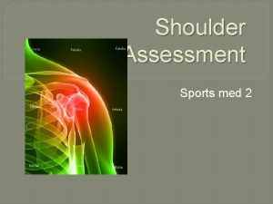 Shoulder Assessment Sports med 2 History AType of