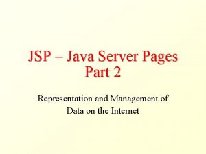 JSP Java Server Pages Part 2 Representation and