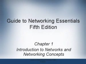 Guide to Networking Essentials Fifth Edition Chapter 1