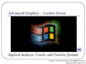 Advanced Graphics Lecture Seven Implicit Surfaces Voxels and