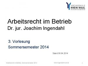 Arbeitsrecht im Betrieb Dr jur Joachim Ingendahl 3