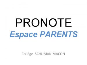 Pronote collège robert schuman espace parent